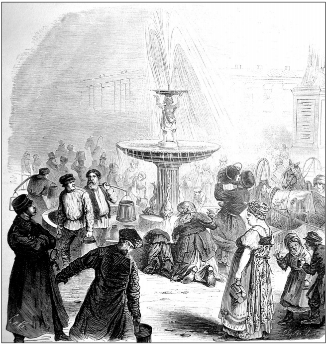 Первый городской фонтан на гравюре Г. Бролинга